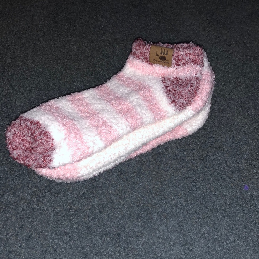 Mix matching pink fuzzy socks